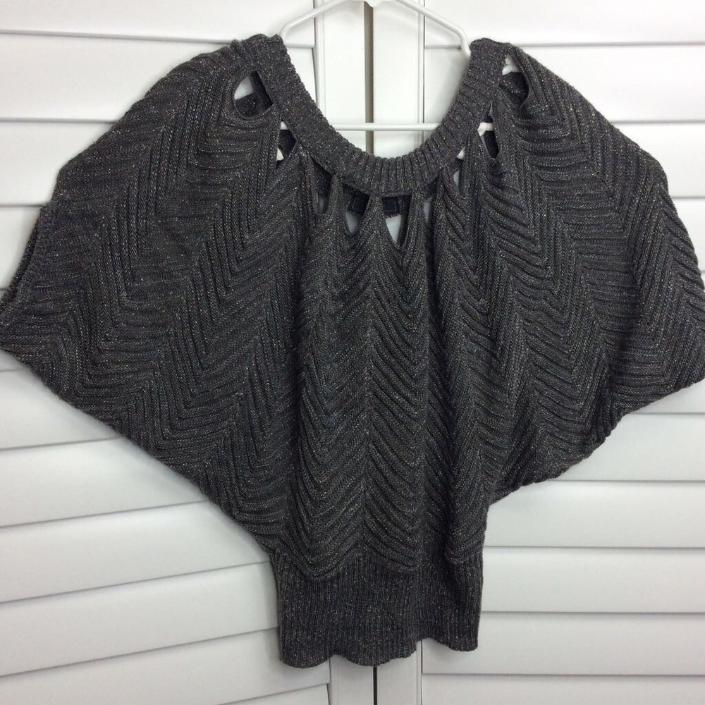 🚫Sold🚫Gray Metallic Shimmer Short Sleeve Dolman